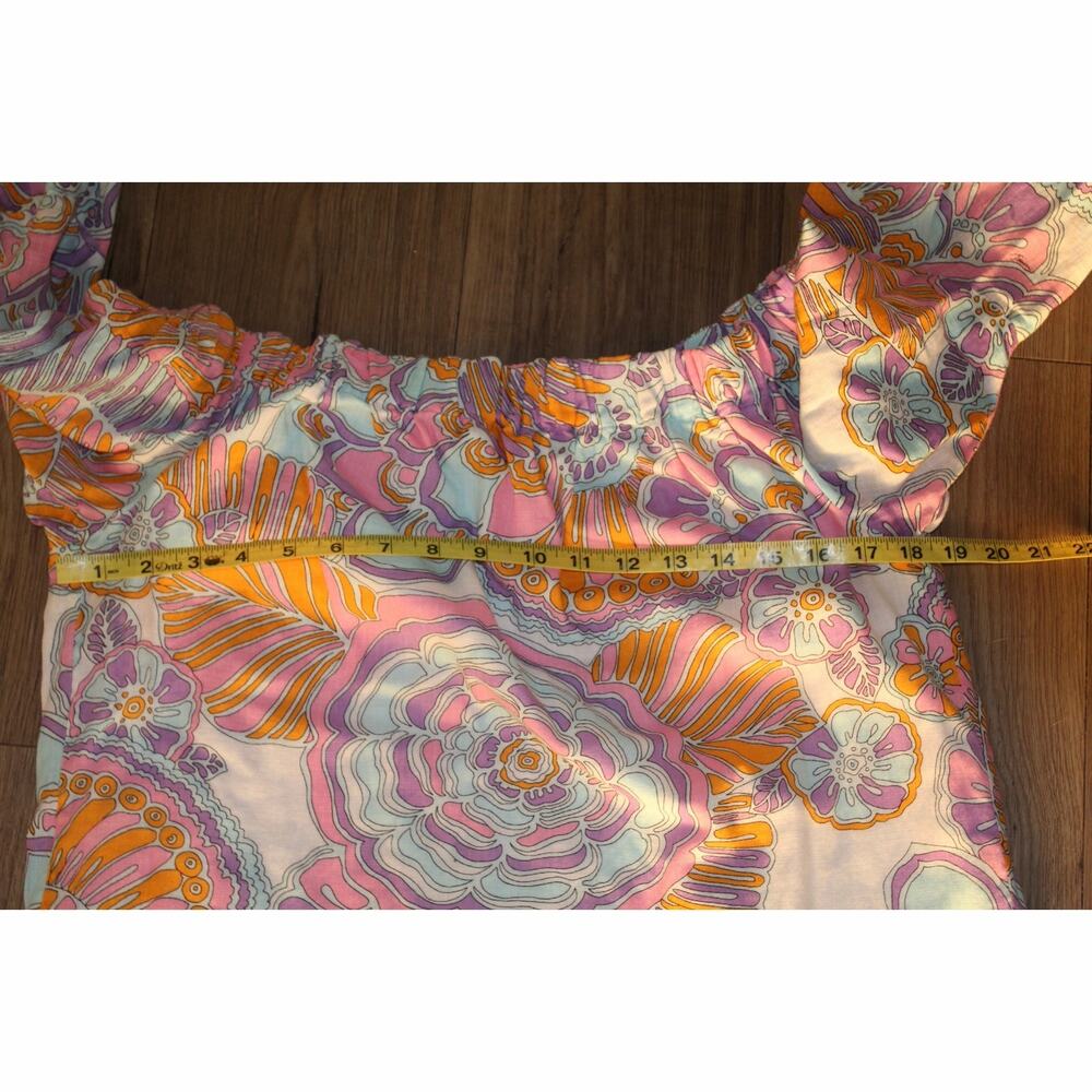 Trina Turk Healdsburg Print Off Shoulder Bell Sleeve Top size Medium - Picture 7 of 8